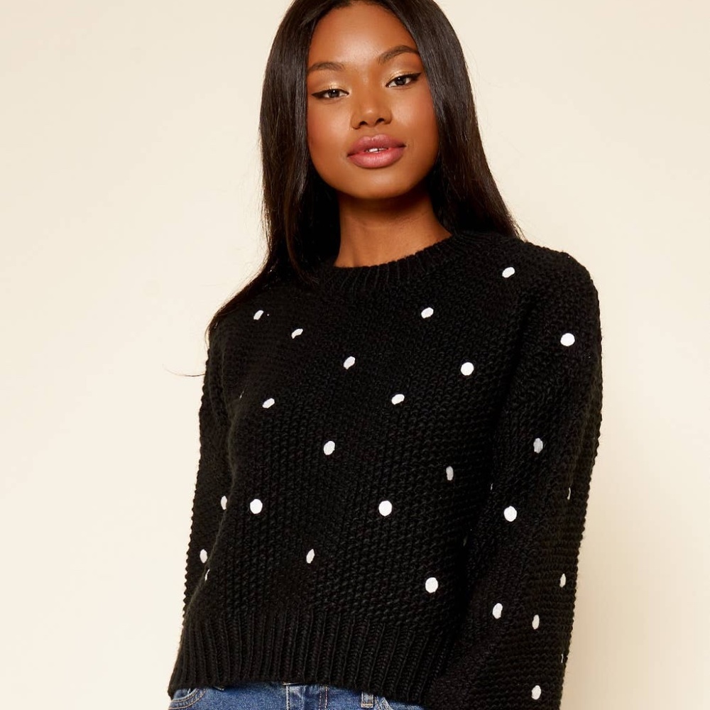 Minnie Embroidered Dot Cropped Sweater